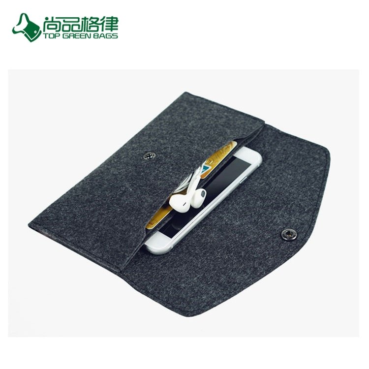 Custom Solid Color Multi - Card Logo Printing Button Felt Cloth Coin Purse Bag