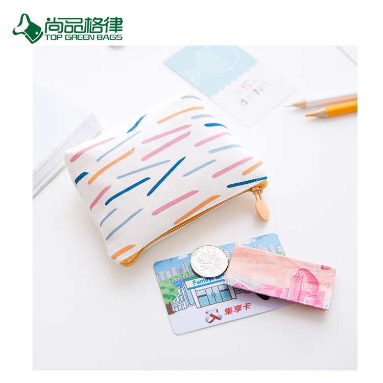 2017 Fashion Custom Zipper Small Coin Purse Wallet Handbag Cartoon Printing Promotional Gift Cute Mini Cotton Coin Purse Bags