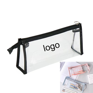 High Quality Transparent PVC Pencil Case Transparent File Bag Student Storage Clear Zipper Pouch Custom Printing