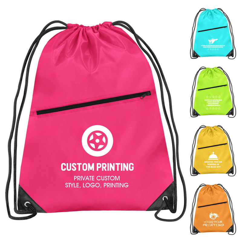 Drawstring Backpack with Front Pocket and Earphone Hole (TP-dB071)