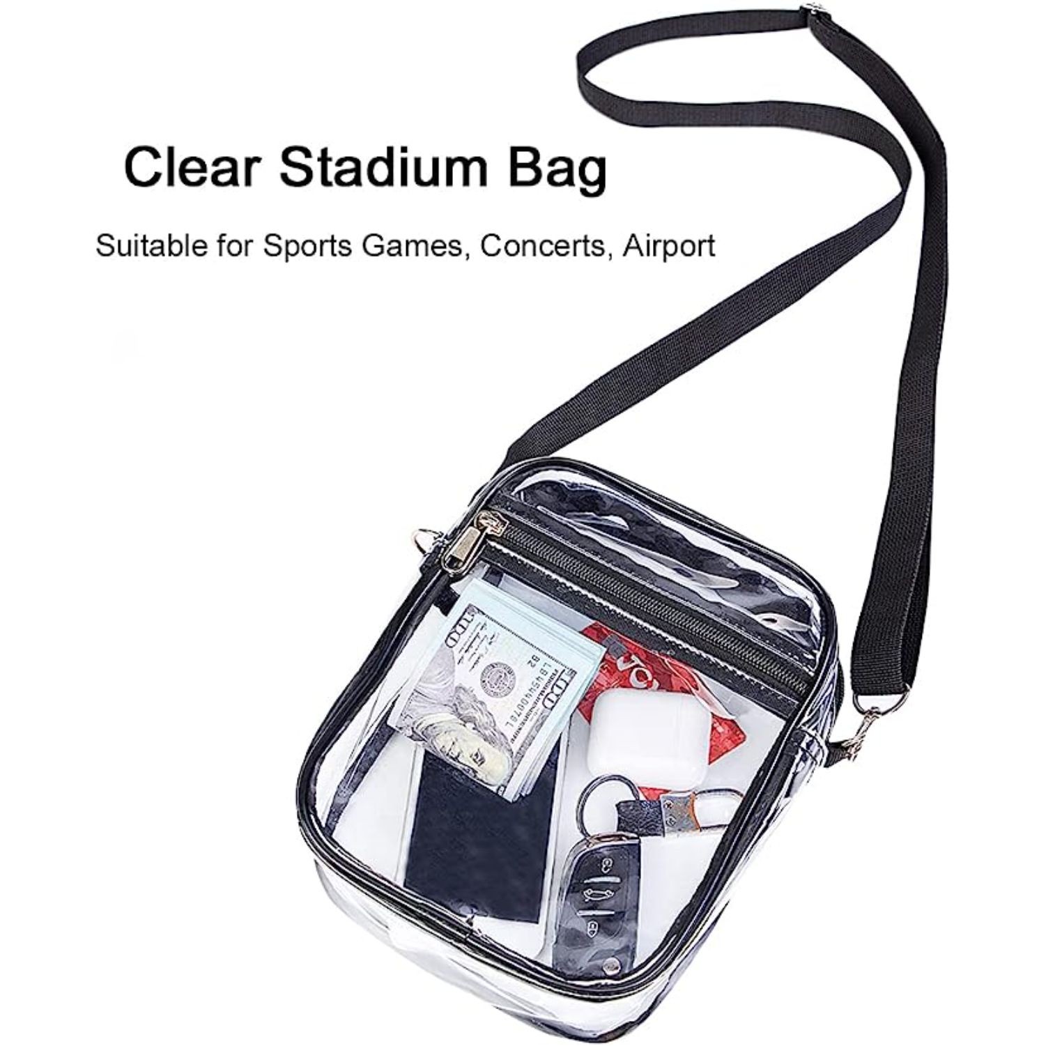 Clear PVC Bag 2023 NFL Stadium Approved PVC Crossbody Messenger Bag Clear Purse Transparent Shoulder Sling Bag