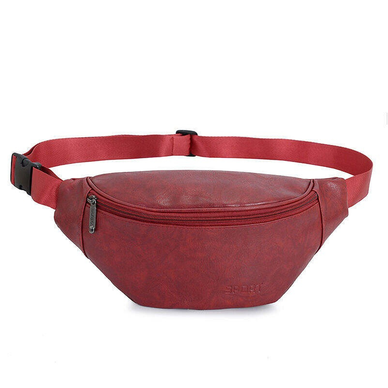 Custom Logo PU Leather Fashion Belt Fanny Pack Waist Bag Logo