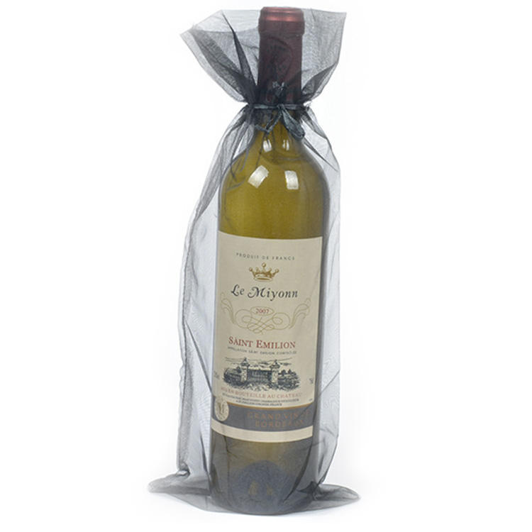 Custom Large Weddings Party Favor Present Gift Drawstring Wine Bottle Organza Bag