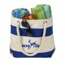 Designer Cotton Canvas Beach Tote with Cotton Rope Handle