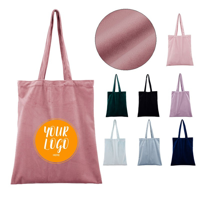 Wholesale Elegant Large Gift Bag Girls Reusable Plain Shopping Velvet Fabric Tote Handbag Bag