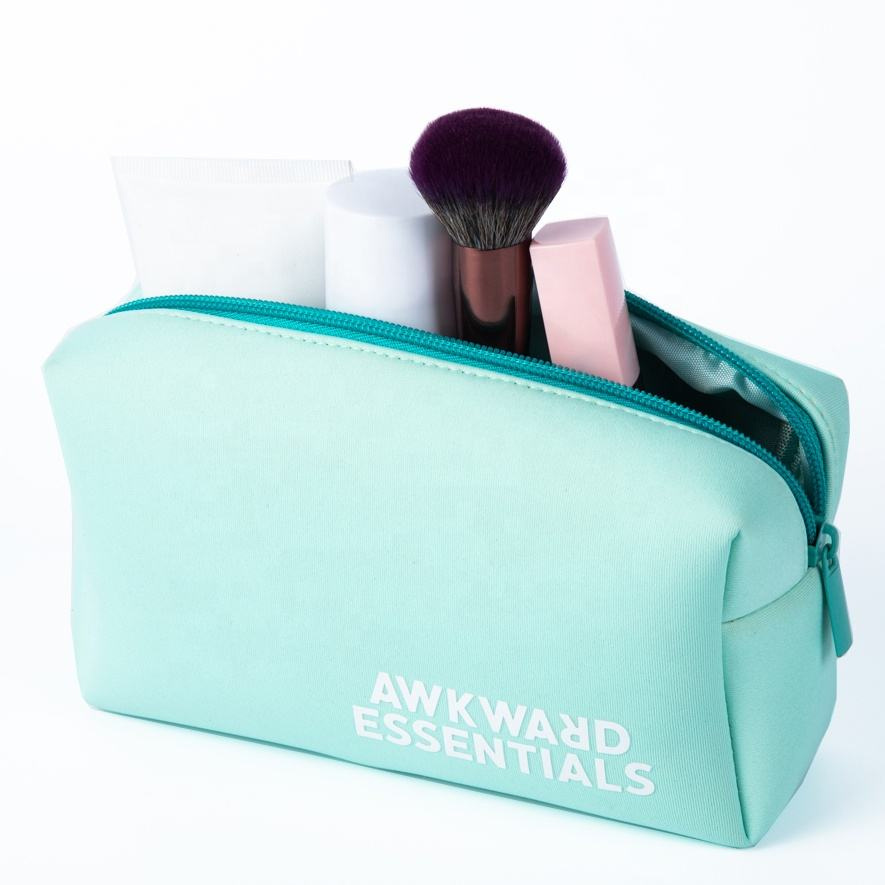 OEM Neoprene Make Up Pouch Cosmetic Pouch Case Make Up Bag with Zipper Custom Waterproof Travel Toiletry Bag