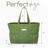 Medium Tote Canvas Shoulder Shopping Bag Multi Purpose Handbag with Front Pockets Laptop Compartment Heavy Duty