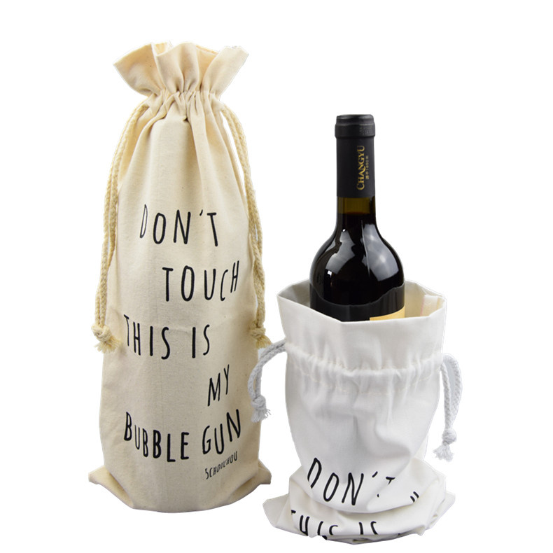 Manufacturer Heavyweight Cotton Shopping Tote Bag Double Bottles Drawstring Cotton Wine Bag