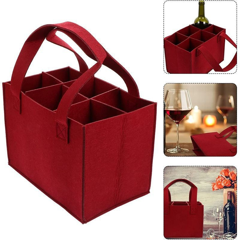 Reusable Eco Felt Wine Bottle Gift Packaging Carrier Tote Bag