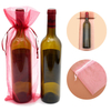 Custom Large Weddings Party Favor Present Gift Drawstring Wine Bottle Organza Bag
