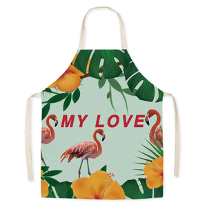 Printed Sleeveless Cotton Linen Aprons Big Pocket Kitchen Aprons Baking Cooking Aprons