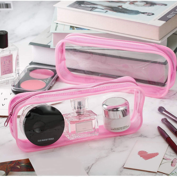 Waterproof Transparent PVC Zipper Pouch Stationery Pen Case Plastic Clear Pencil Bags