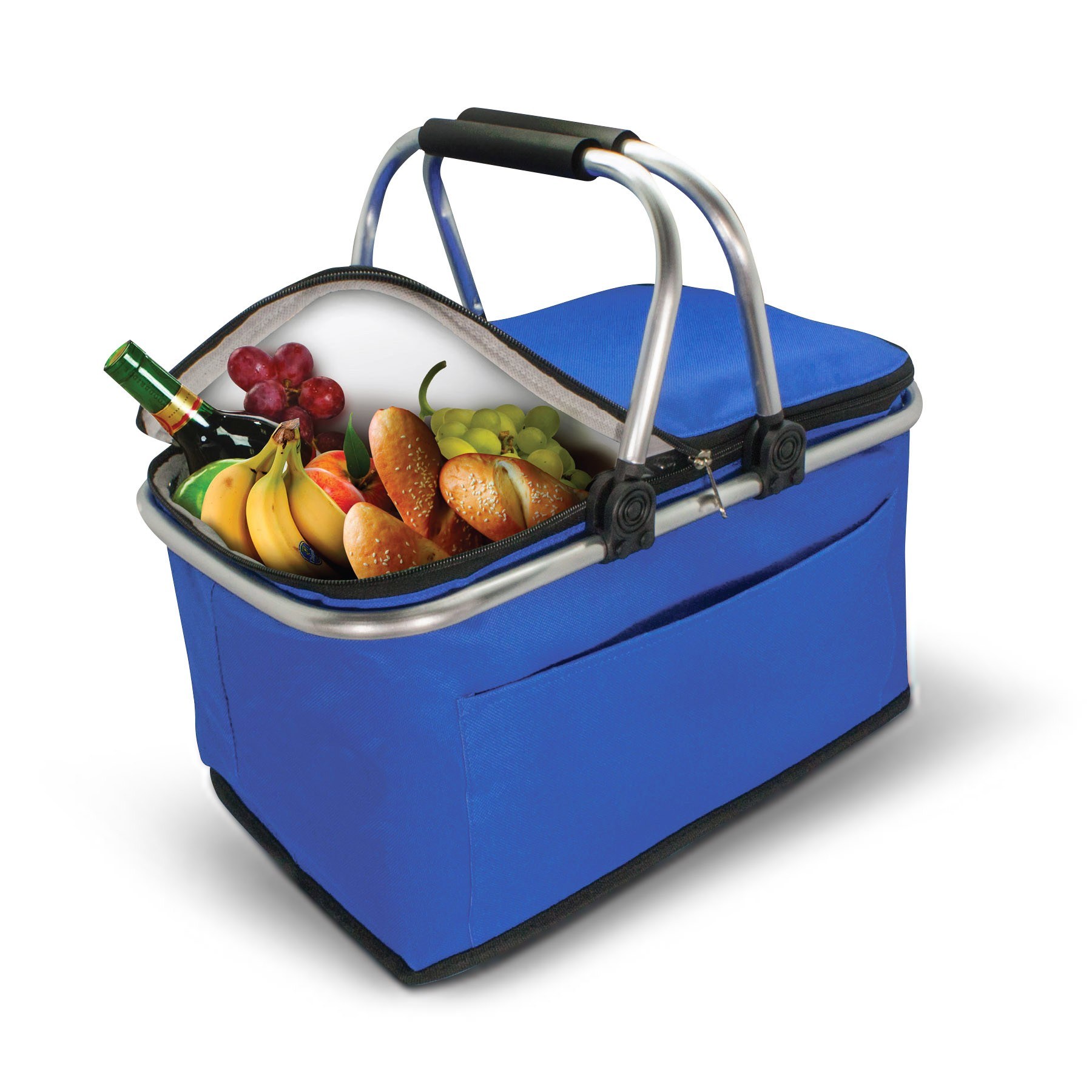 Custom Insulated Thermal Folding Basket Food Delivery Picnic Camping Handbag Lunch Basket Cooler Bag Picnic Basket