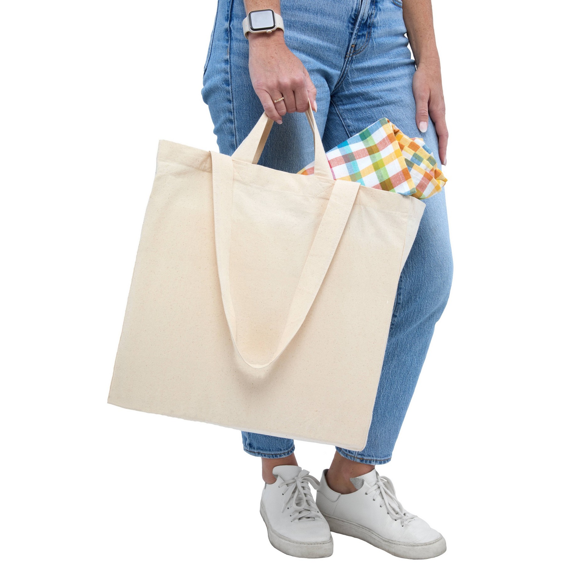 2025 Organic Canvas Tote Bags Bulk with Handles Certified Organic Cotton Totes Reusable Blank Cloth Fabric Shopping Bag
