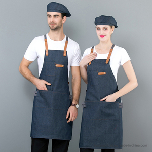 2024 Custom Logo Waterproof Kitchen Apron Fpr Cooking Mens and Womens Professional Chef or Server Bib Apron with Adjustable Straps