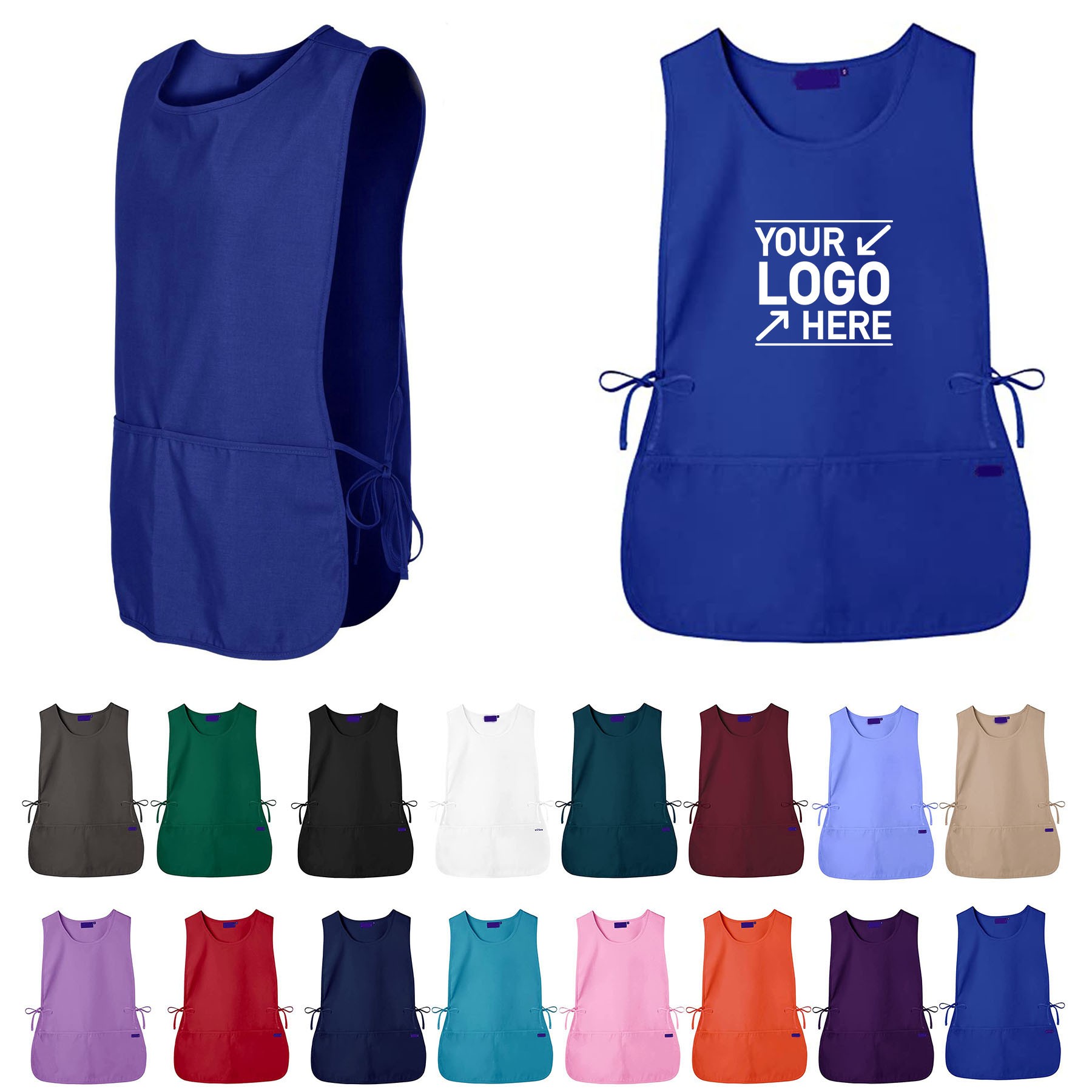 Unisex Polyester Cotton Uniforms Aprons Vest with Custom Embroidered Logo Cobbler Smock 2 Pockets Waist Strap Apron