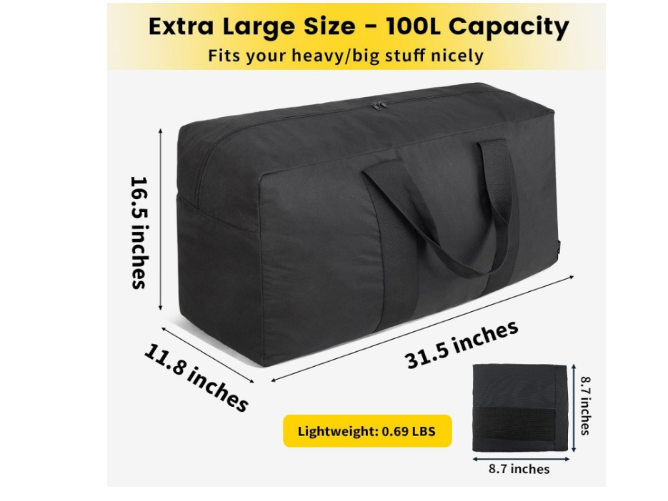 100L 150L 200L Extra Large Foldable Polyester Luggage Duffle Bag Lightweight for Travel