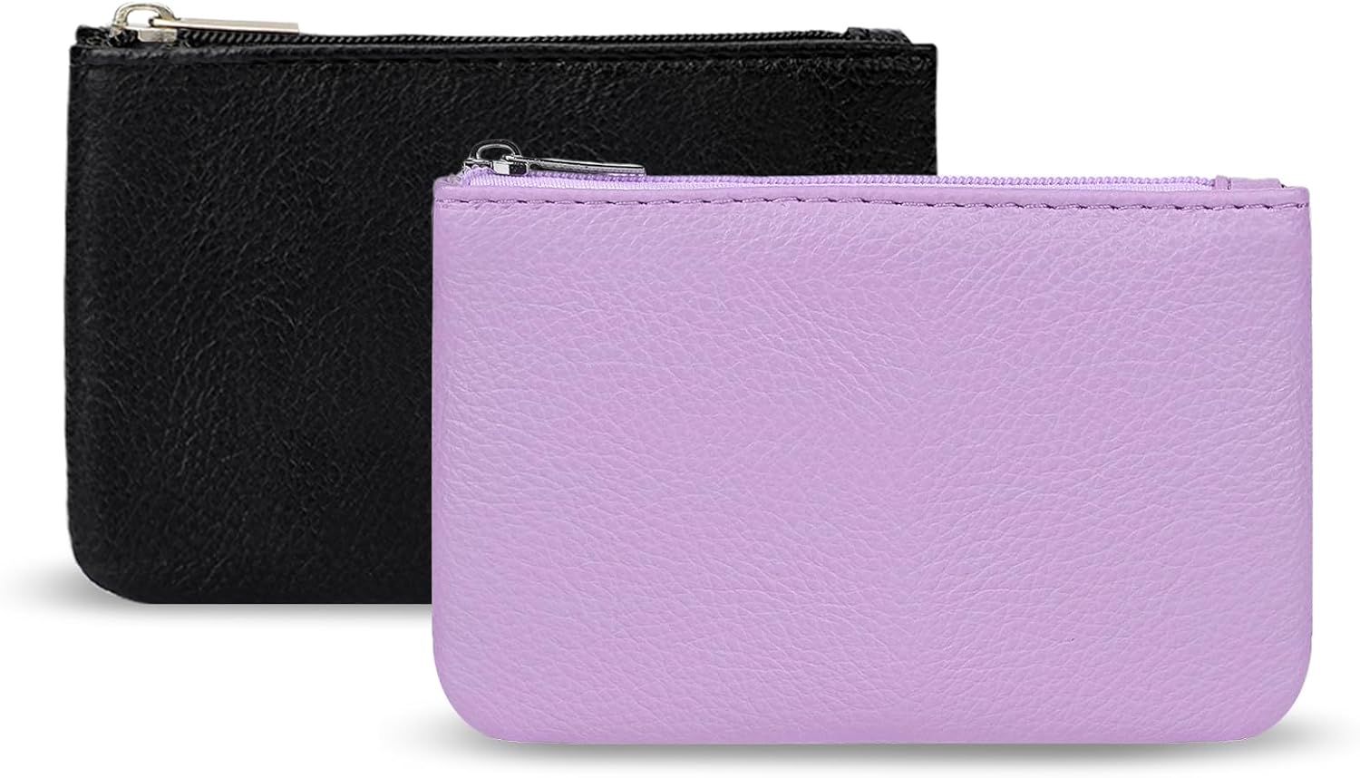 Leather Zipper Coin Purse Portable PU Leather Coin Purse Mini Coin Pocket Pouch Holder Coin Pouch with Zipper for Men Women Headset Credit Card ID Key