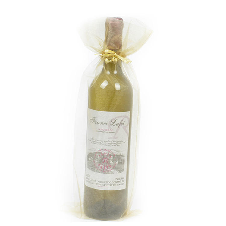Custom Large Weddings Party Favor Present Gift Drawstring Wine Bottle Organza Bag