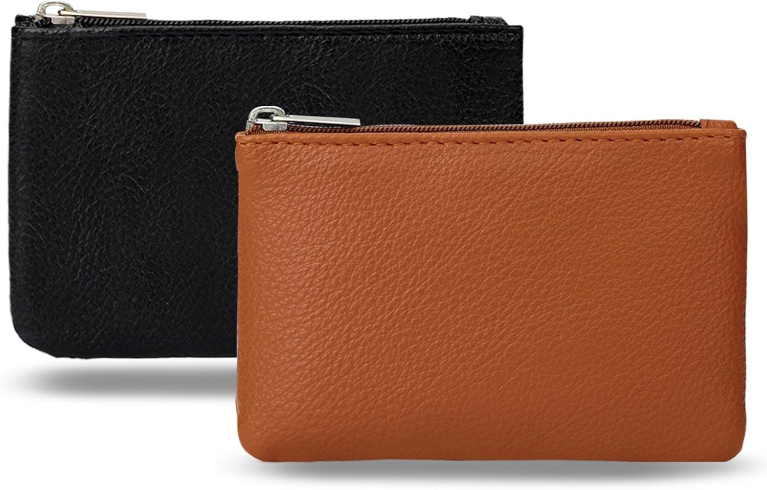 Leather Zipper Coin Purse Portable PU Leather Coin Purse Mini Coin Pocket Pouch Holder Coin Pouch with Zipper for Men Women Headset Credit Card ID Key