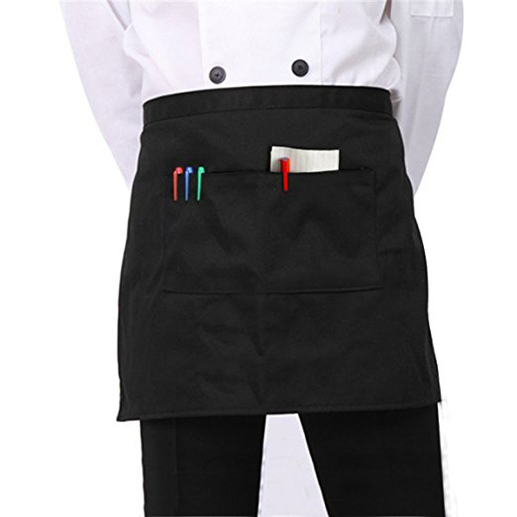 Stylist Waiter Chef Waist Cotton Apron with Pockets Short Half Contractor Waist Apron