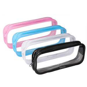 Waterproof Transparent PVC Zipper Pouch Stationery Pen Case Plastic Clear Pencil Bags
