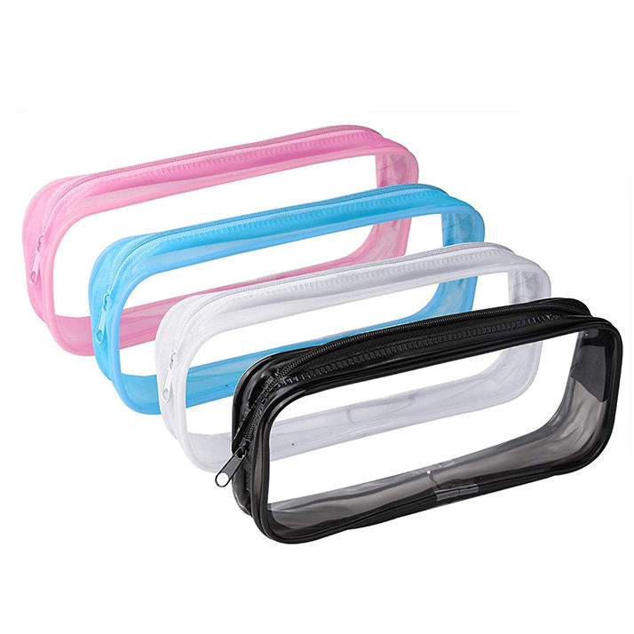 Waterproof Transparent PVC Zipper Pouch Stationery Pen Case Plastic Clear Pencil Bags