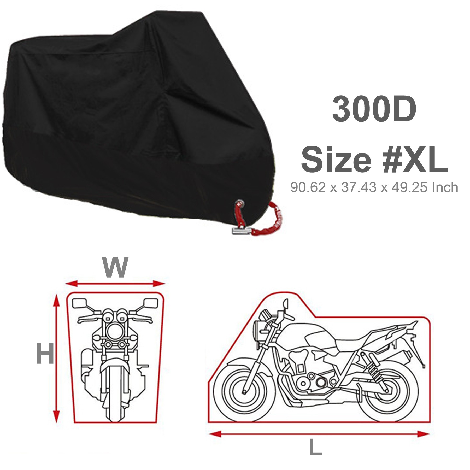 Motowolf Protection Cover with Lock Hole for Motorcycle Waterproof Dustproof Cover Motorbike 190T Cover