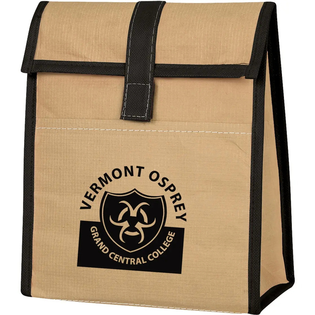 Eco-Friendly Brown Warp-Weft Kraft Sack Woven Paper Lunch Cooler Bag