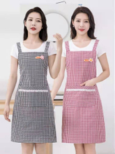 Adjustable Cotton Linen Kitchen Aprons Sleeved Apron for Women Chef Apron