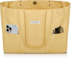 Medium Tote Canvas Shoulder Shopping Bag Multi Purpose Handbag with Front Pockets Laptop Compartment Heavy Duty