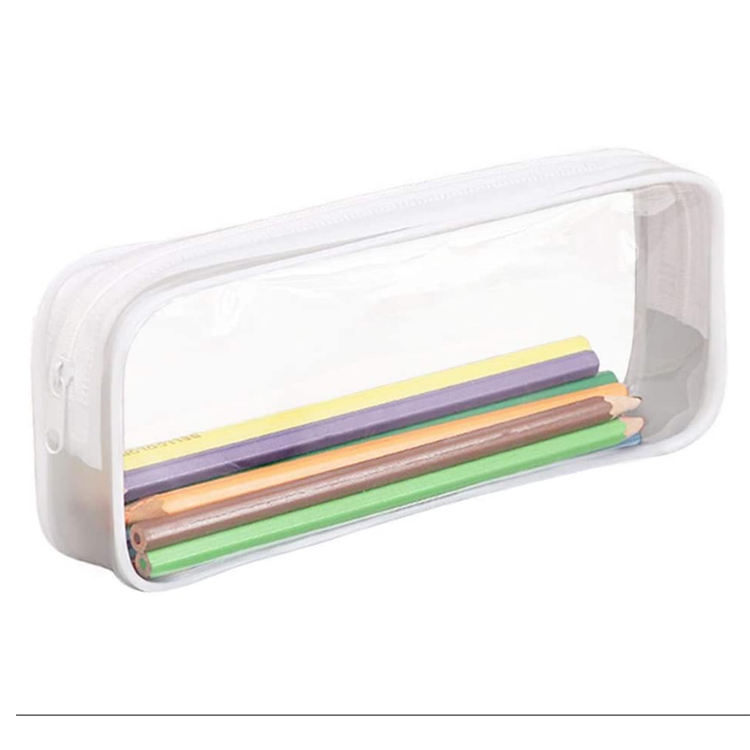 Waterproof Transparent PVC Zipper Pouch Stationery Pen Case Plastic Clear Pencil Bags
