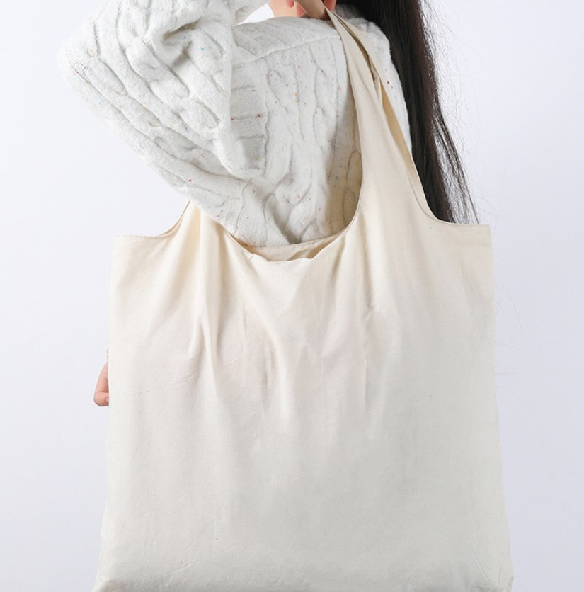 Foldable Storage Nylon Tote Recycled Cotton Shopping Tote Canvas Folding Bag