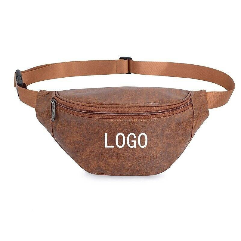 Custom Logo PU Leather Fashion Belt Fanny Pack Waist Bag Logo