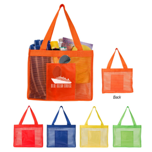 New Large Capacity Mesh Cosmetic Bags Travelling Handbags Beach Storage Bag Nylon Mesh Bag with Logo