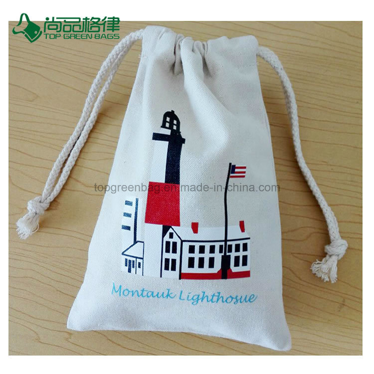 Cheap Customized Organic Cotton Drawstring Pouch Bag Gift String Bag