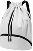 Water-Resistant Drawstring Backpack Gym Bag with Shoes Compartment