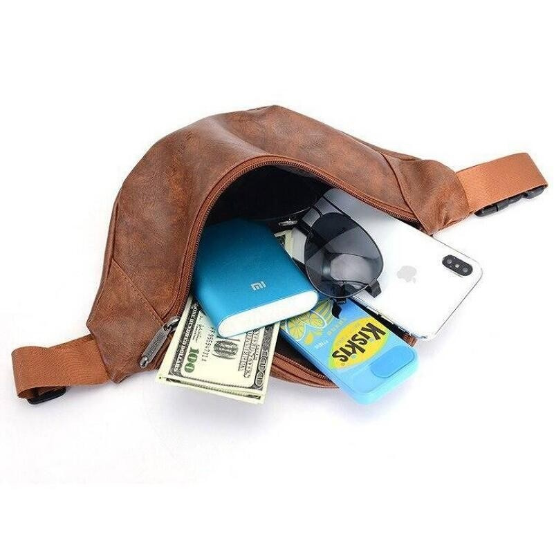 Custom Logo PU Leather Fashion Belt Fanny Pack Waist Bag Logo