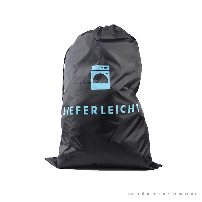 Custom Soft Large Capacity Hotel Laundry Holders Polyester Drawstring Laundry Bags