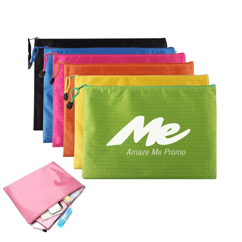Stationery School Supplies A4 Zippered Document Pouch Polyester File Bag