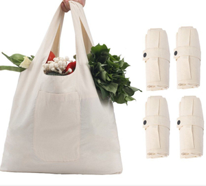 Foldable Storage Nylon Tote Recycled Cotton Shopping Tote Canvas Folding Bag