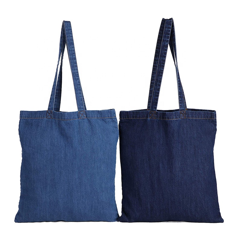 Custom Original Large Simple Fabric Blank Shopping Laptop Shoulder Denim Tote Bag