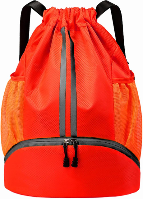 Water-Resistant Drawstring Backpack Gym Bag with Shoes Compartment