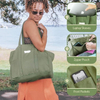 Medium Tote Canvas Shoulder Shopping Bag Multi Purpose Handbag with Front Pockets Laptop Compartment Heavy Duty