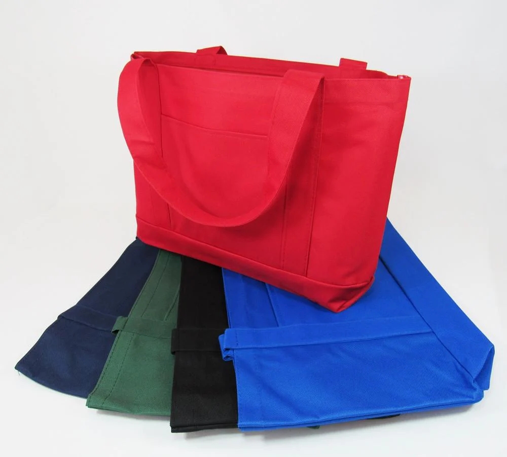Multicolour Zipper Office School Bag Heavy Duty Mesh Pockets 600d Polyester Walker Tote Bags