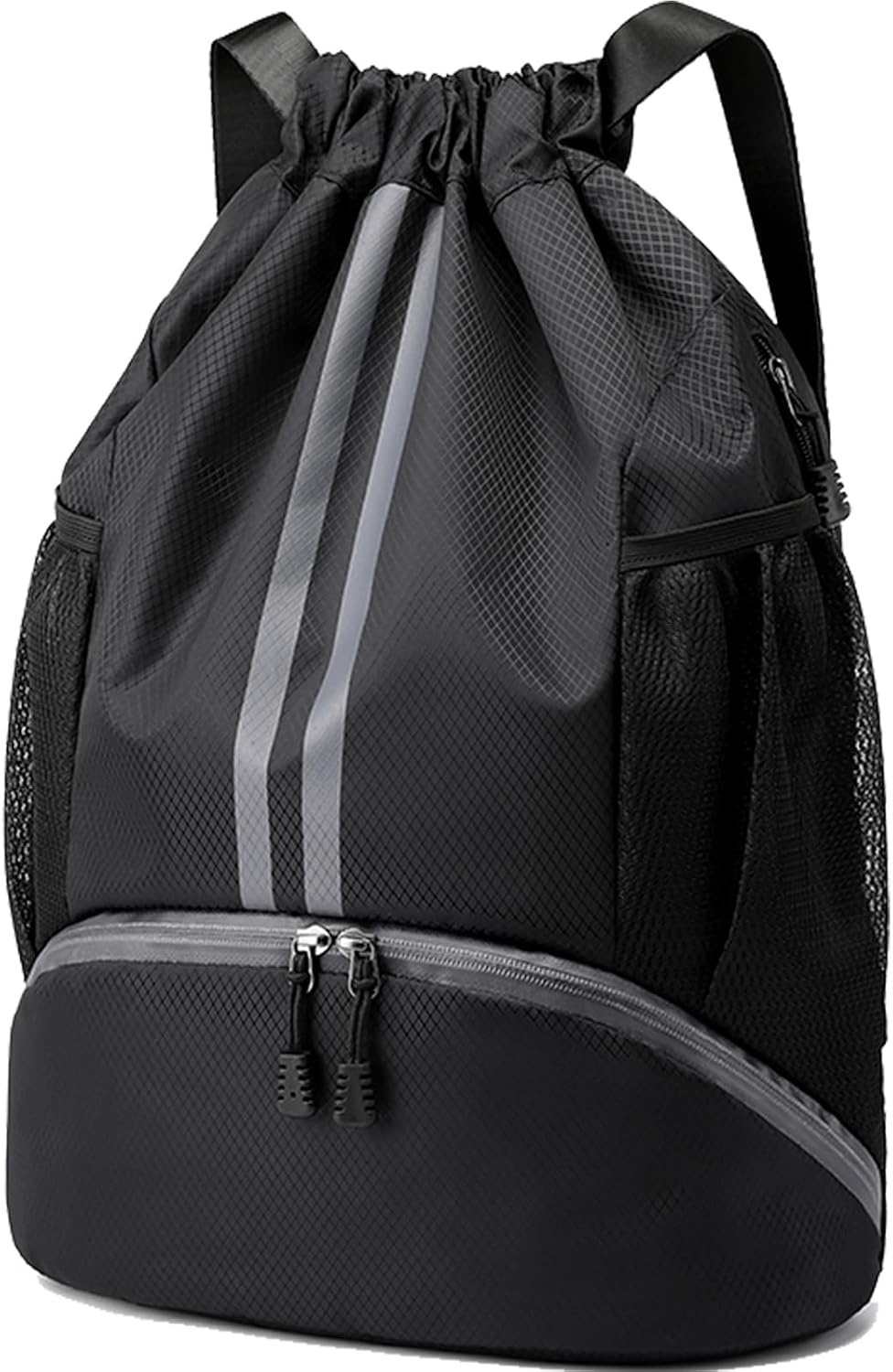 Water-Resistant Drawstring Backpack Gym Bag with Shoes Compartment