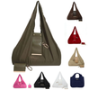 New Women Foldable Keychain Tote Bag Expandable Leather Mini Bags with Key Ring