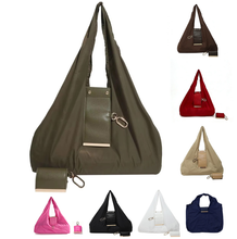 New Women Foldable Keychain Tote Bag Expandable Leather Mini Bags with Key Ring