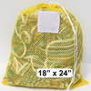 Yellow Blue Mesh Net Draw String Laundry Bag