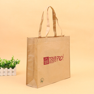 New product eco-friendly Reusable brown carrier quadrillage Heavy Duty and Strong Paper Handle Take Away Gift Bag